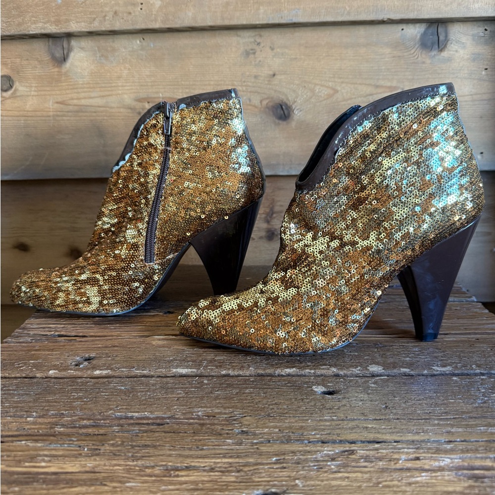 Paco Gil Gold Sequin Ankle Boots